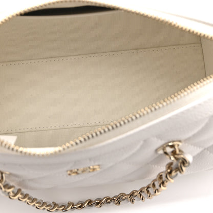 Chanel Caviar Quilted Barrel Clutch With Chain White 5 of 10