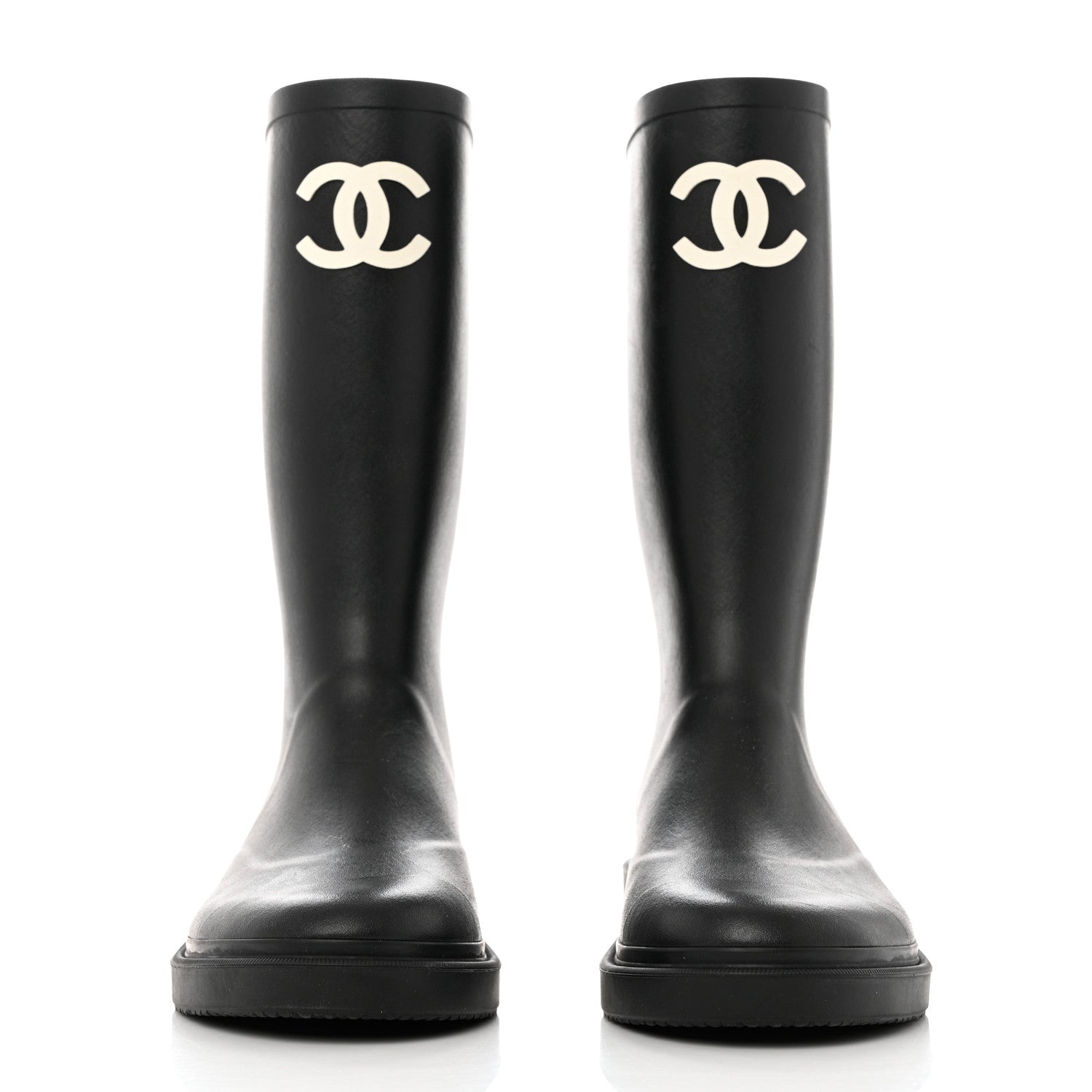 Chanel Caoutchouk CC High Boots 38 Black 2 of 11