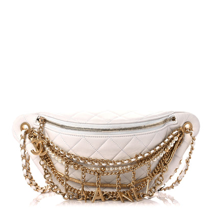 Chanel Lambskin Quilted All About Chains Waist Belt Bag White 1 of 9
