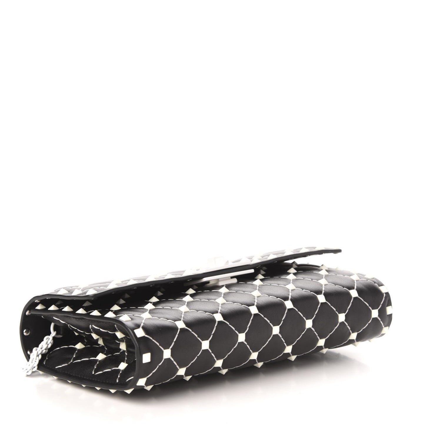 Lambskin Free Rockstud Spike Wallet On Chain Black