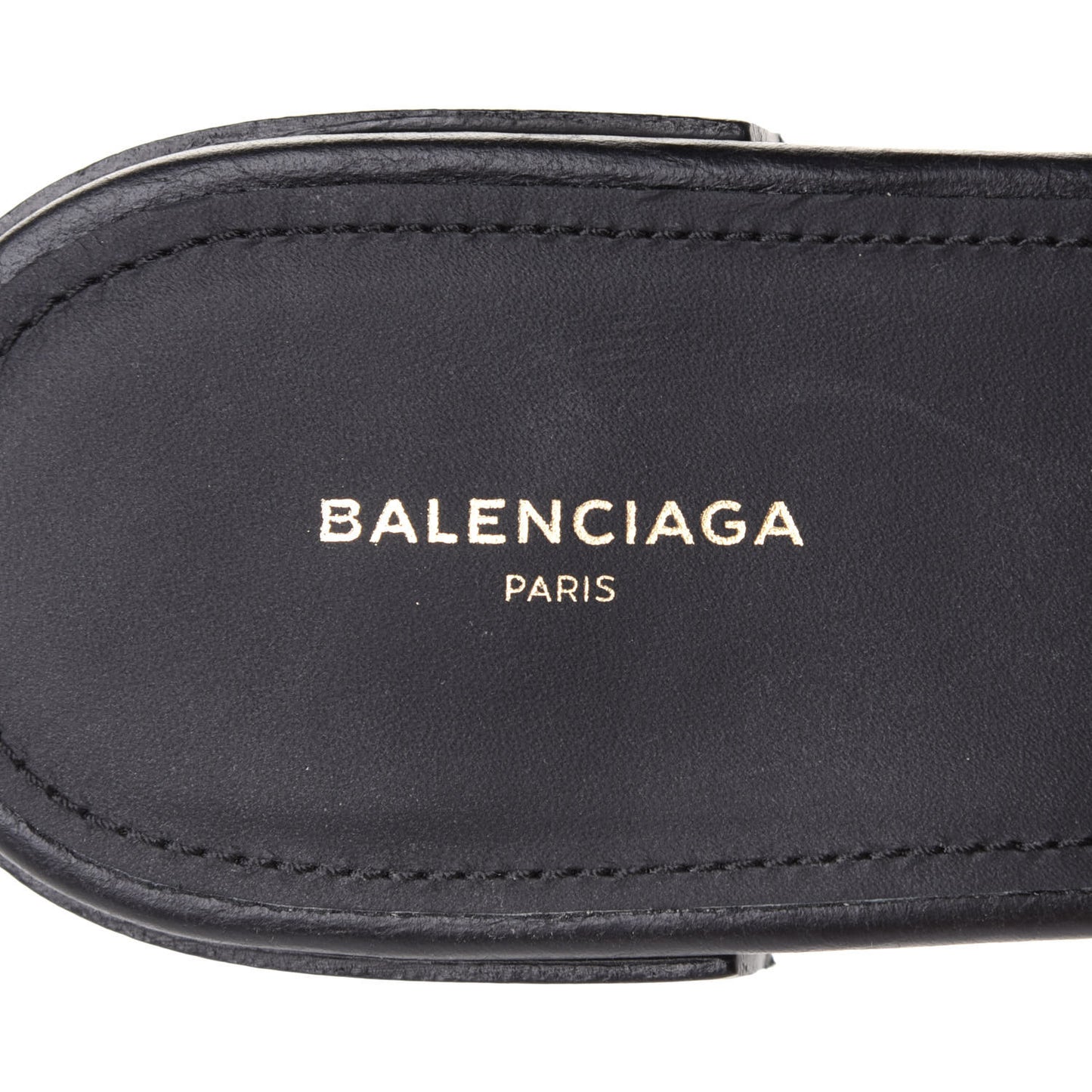 Agneau Lambskin Giant Gold Hardware Flat Sandals 37 Black