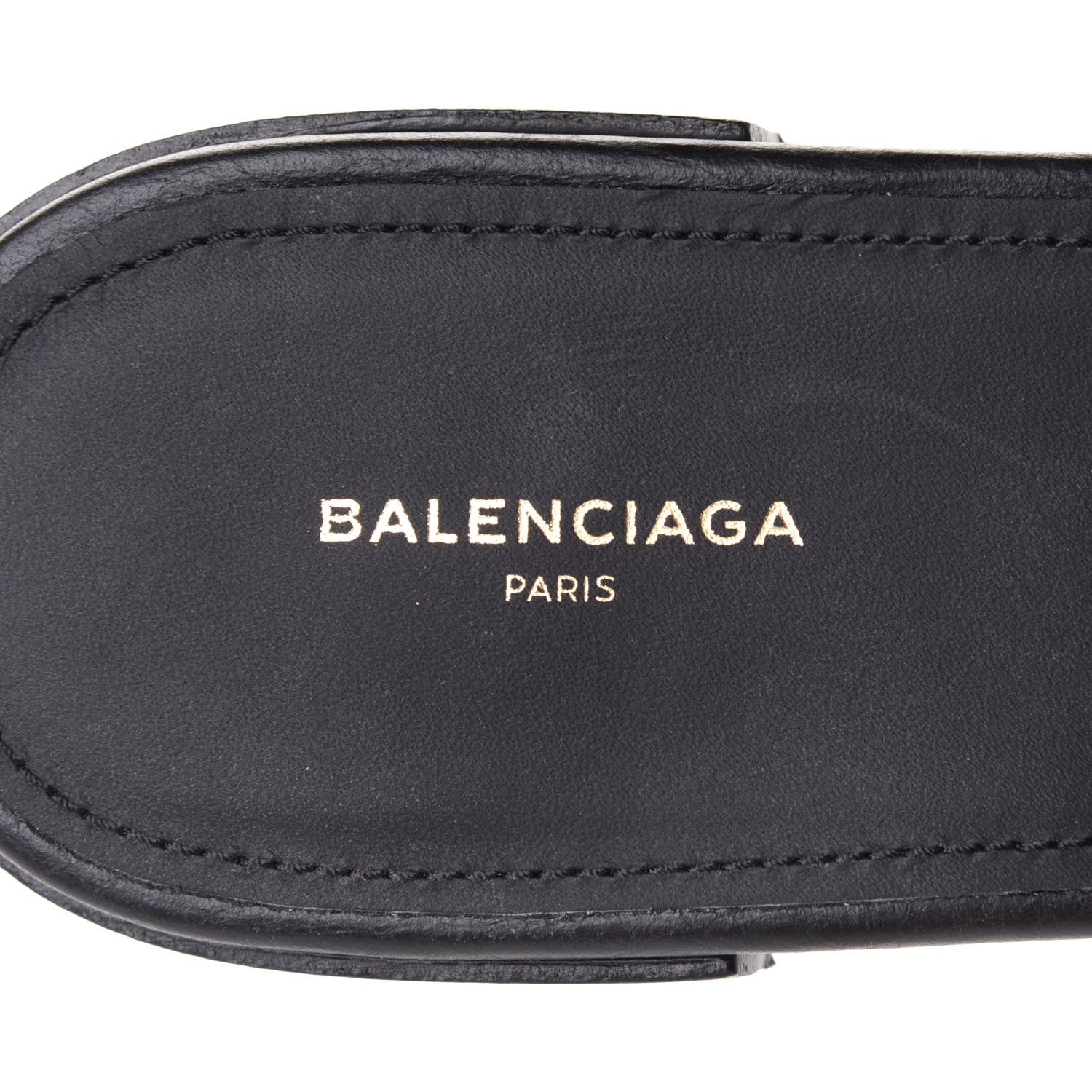 Balenciaga Agneau Lambskin Giant Gold Hardware Flat Sandals 37 Black 7 of 10