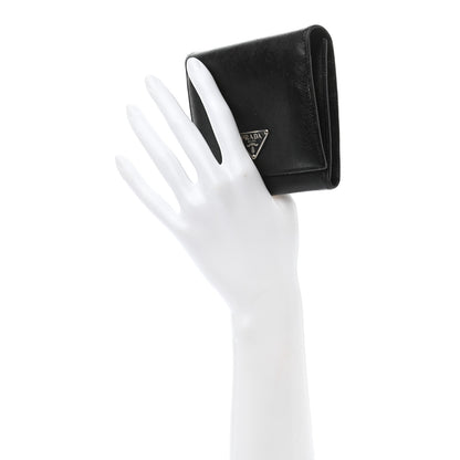 Prada Saffiano Metal French Flap Compact Wallet Black 2 of 10