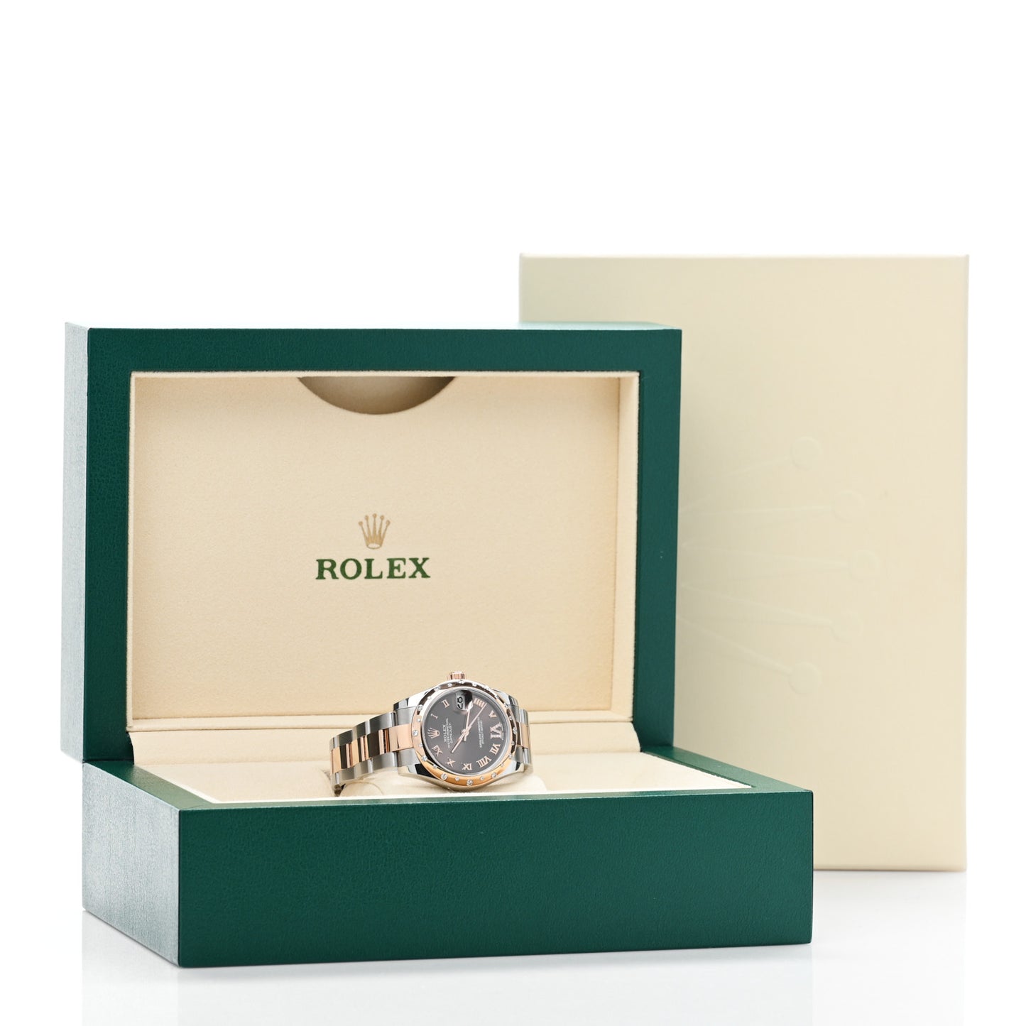 Stainless Steel 18K Everose Gold Diamond 31mm Oyster Perpetual Datejust Watch Chocolate Roman 178341