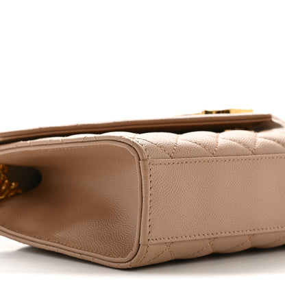 Saint Laurent Grain De Poudre Textured Mixed Matelasse Medium Triquilt Monogram Satchel Dark Beige 9 of 12