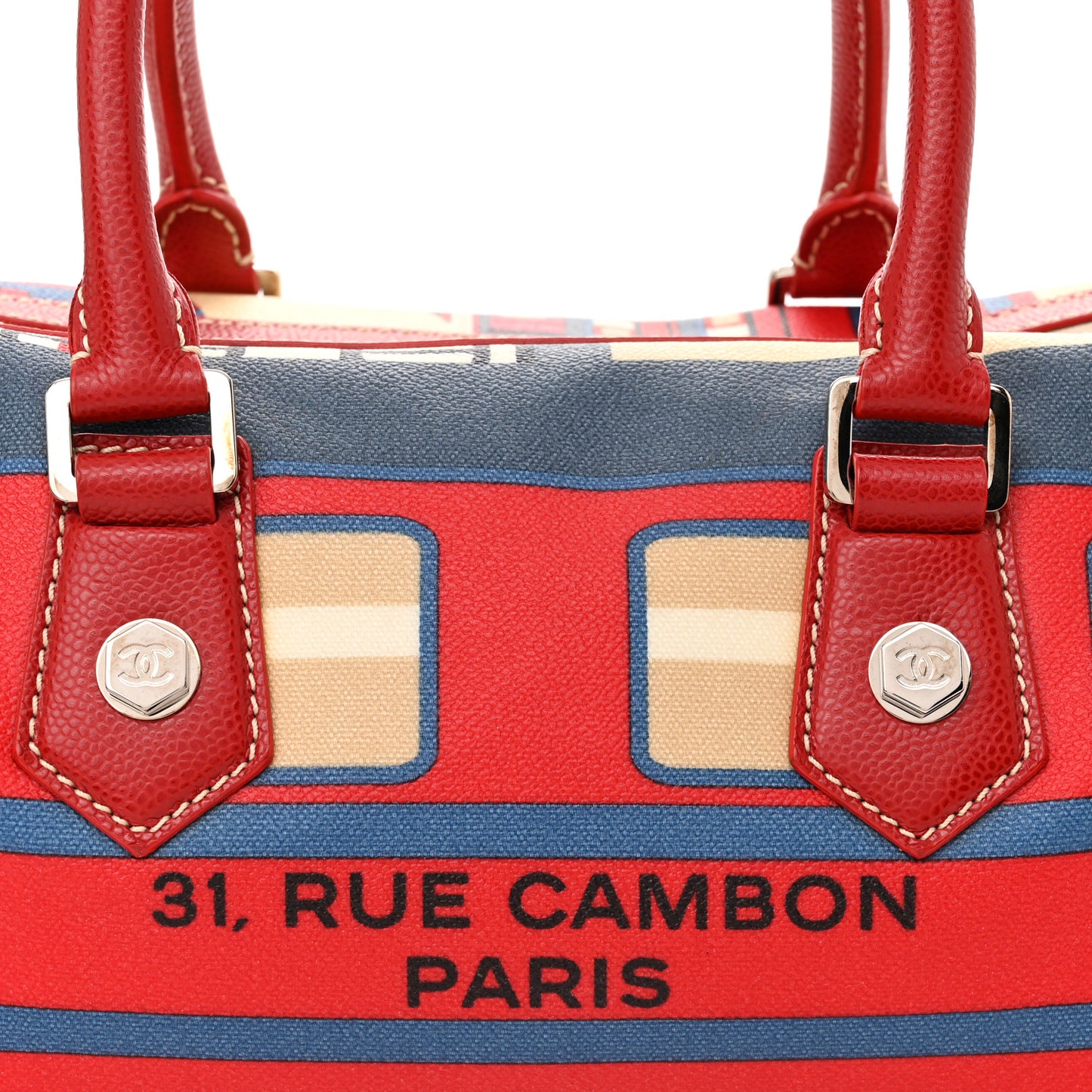 Coated Canvas Le Train Boston Bag Red