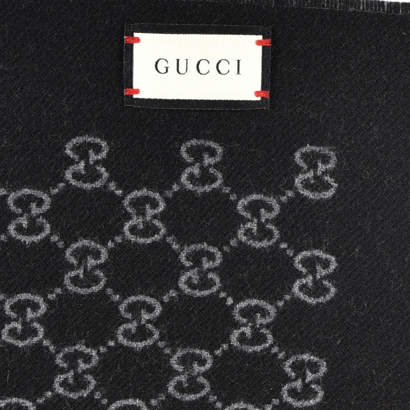 Gucci Wool Monogram Fringe Scarf Anthracite Black 3 of 4