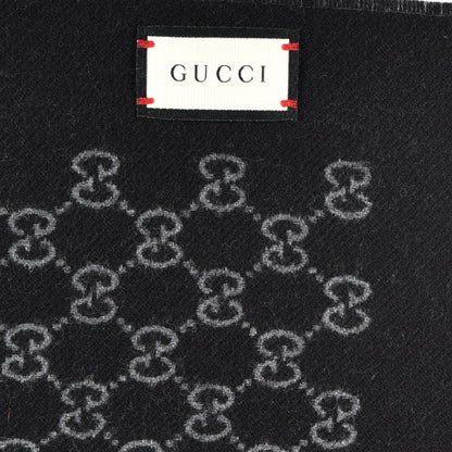 Gucci Wool Monogram Fringe Scarf Anthracite Black 3 of 4