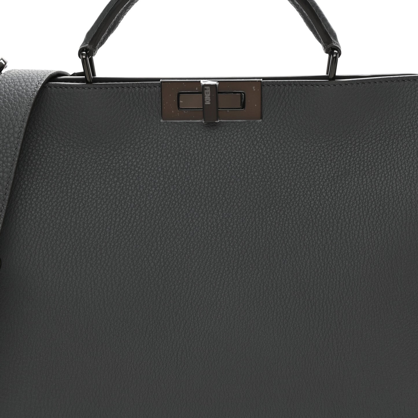 Cuoio Romano Vitello Cover Glazed Fabric Bi-Color FF 1974 Medium Peekaboo I SEE U Satchel Asfalto Praline Tobacco Moro