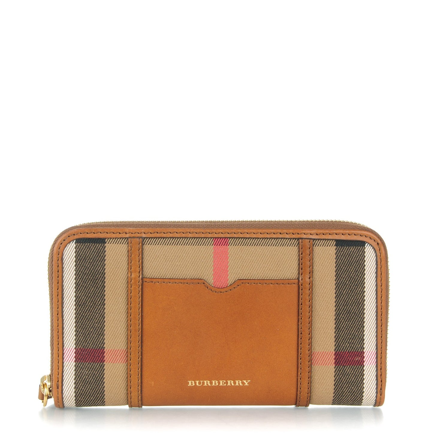 House Check Large Sartorial Ziggy Zip Around Wallet Tan
