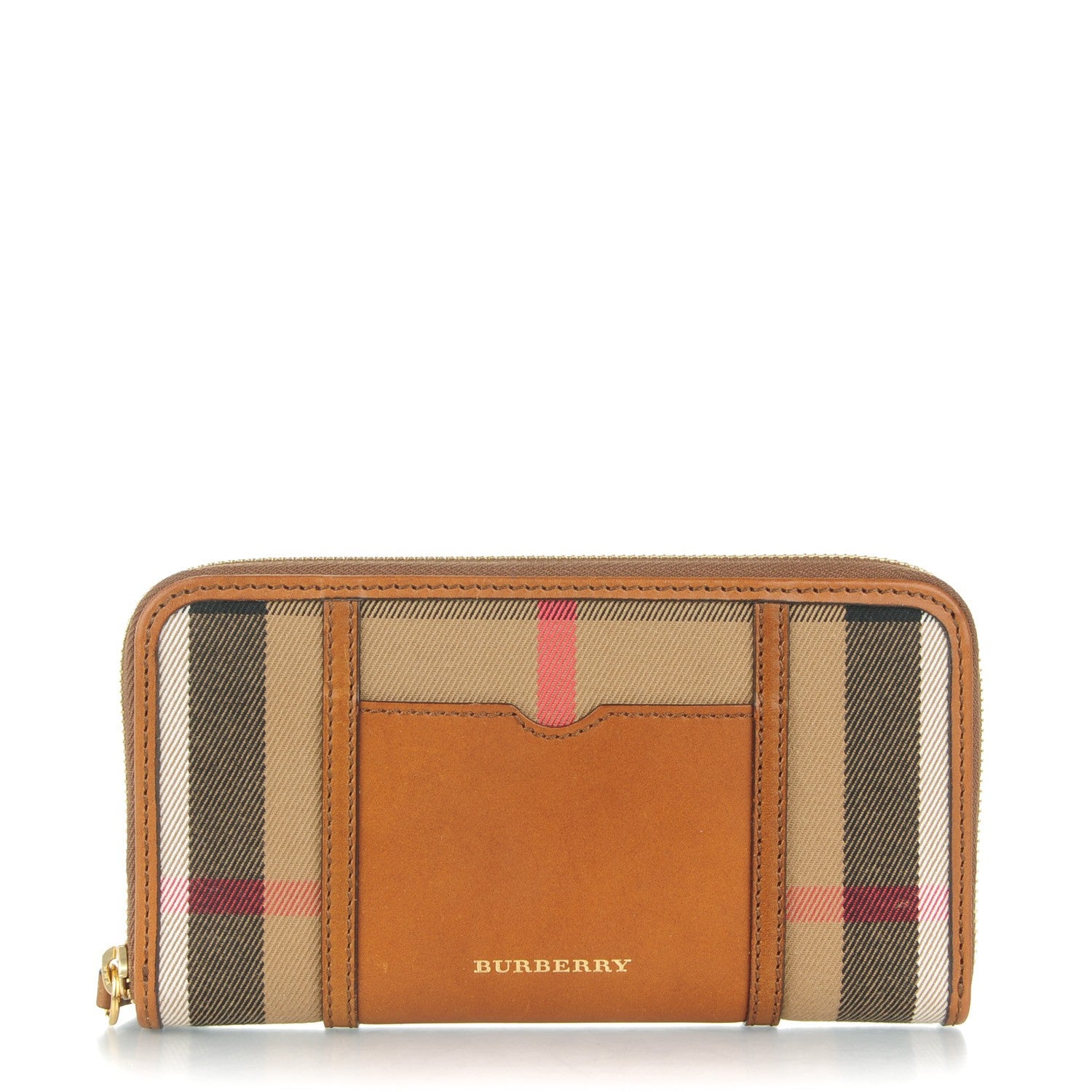 Burberry House Check Large Sartorial Ziggy Zip Around Wallet Tan 1 of 7