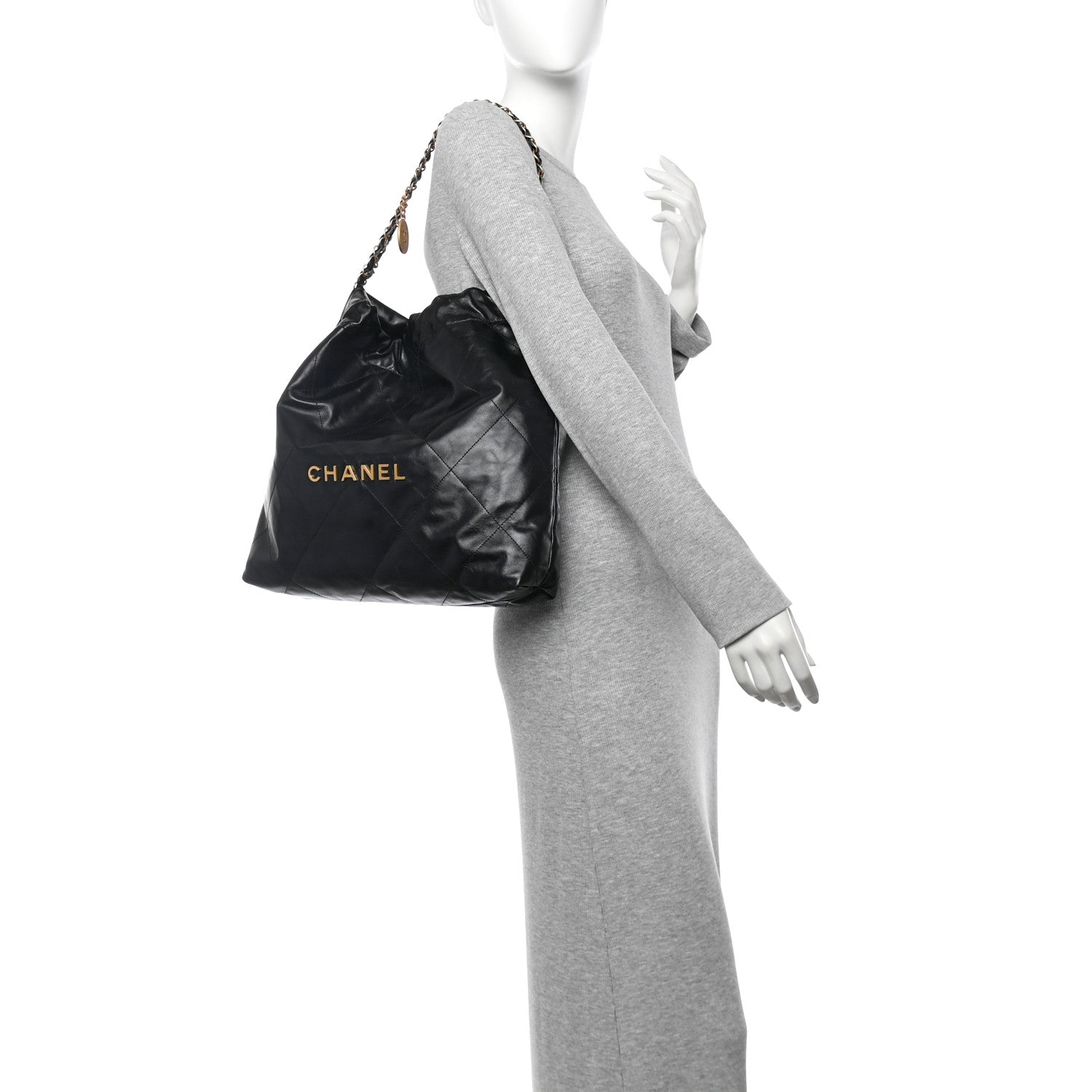 Chanel Shiny Calfskin Quilted Chanel 22 Black 2 of 11