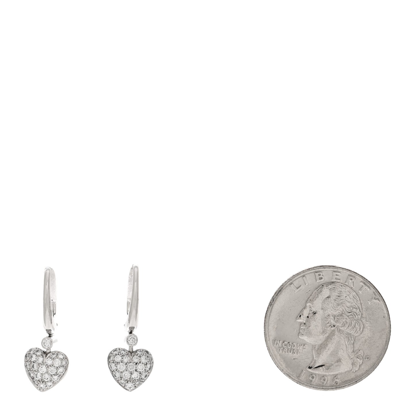 Platinum Diamond Heart Charm Earrings