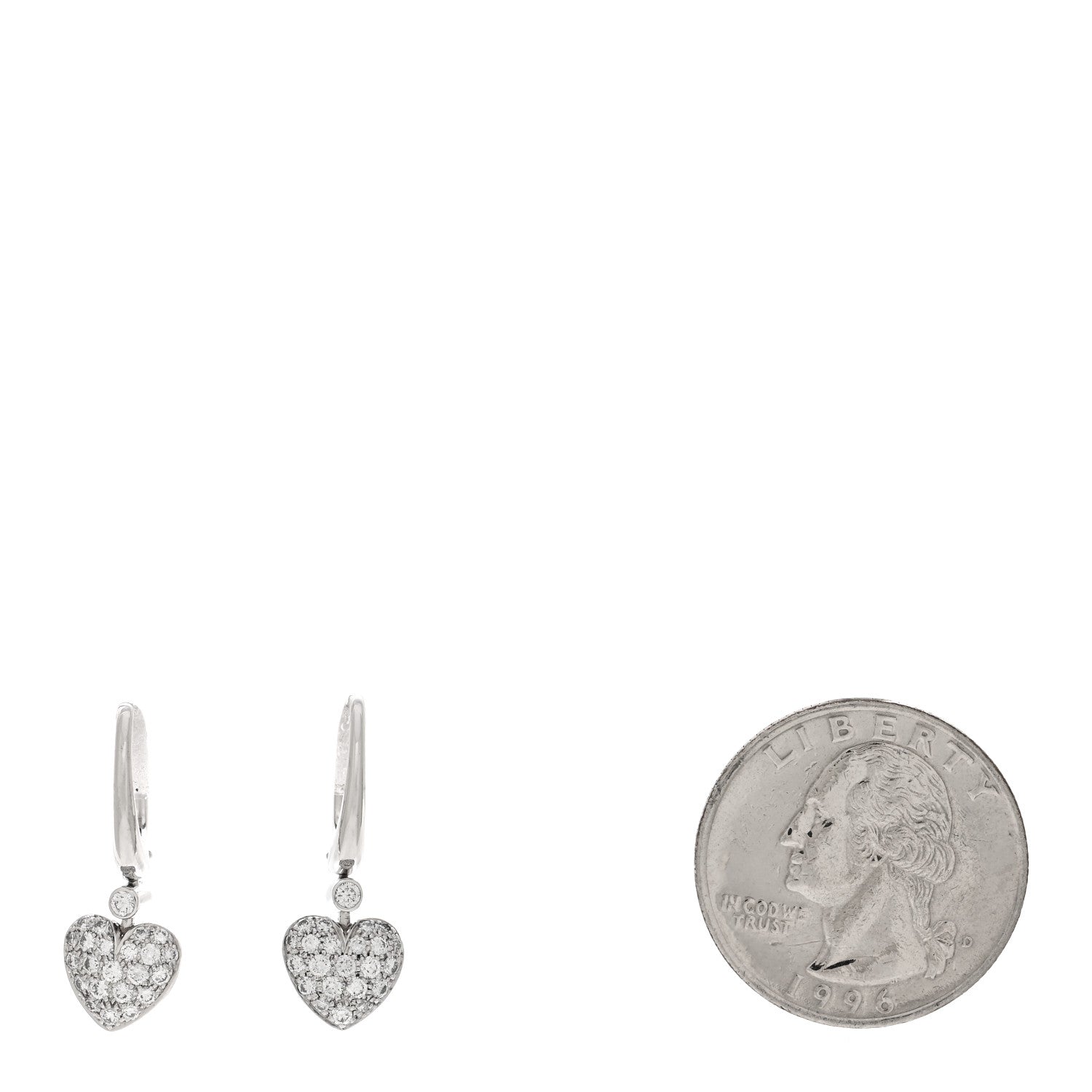 Tiffany Platinum Diamond Heart Charm Earrings 2 of 4