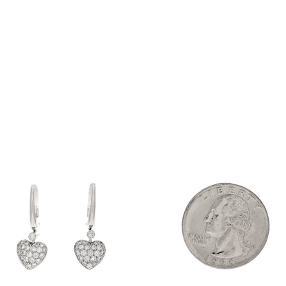 Tiffany Platinum Diamond Heart Charm Earrings 2 of 4