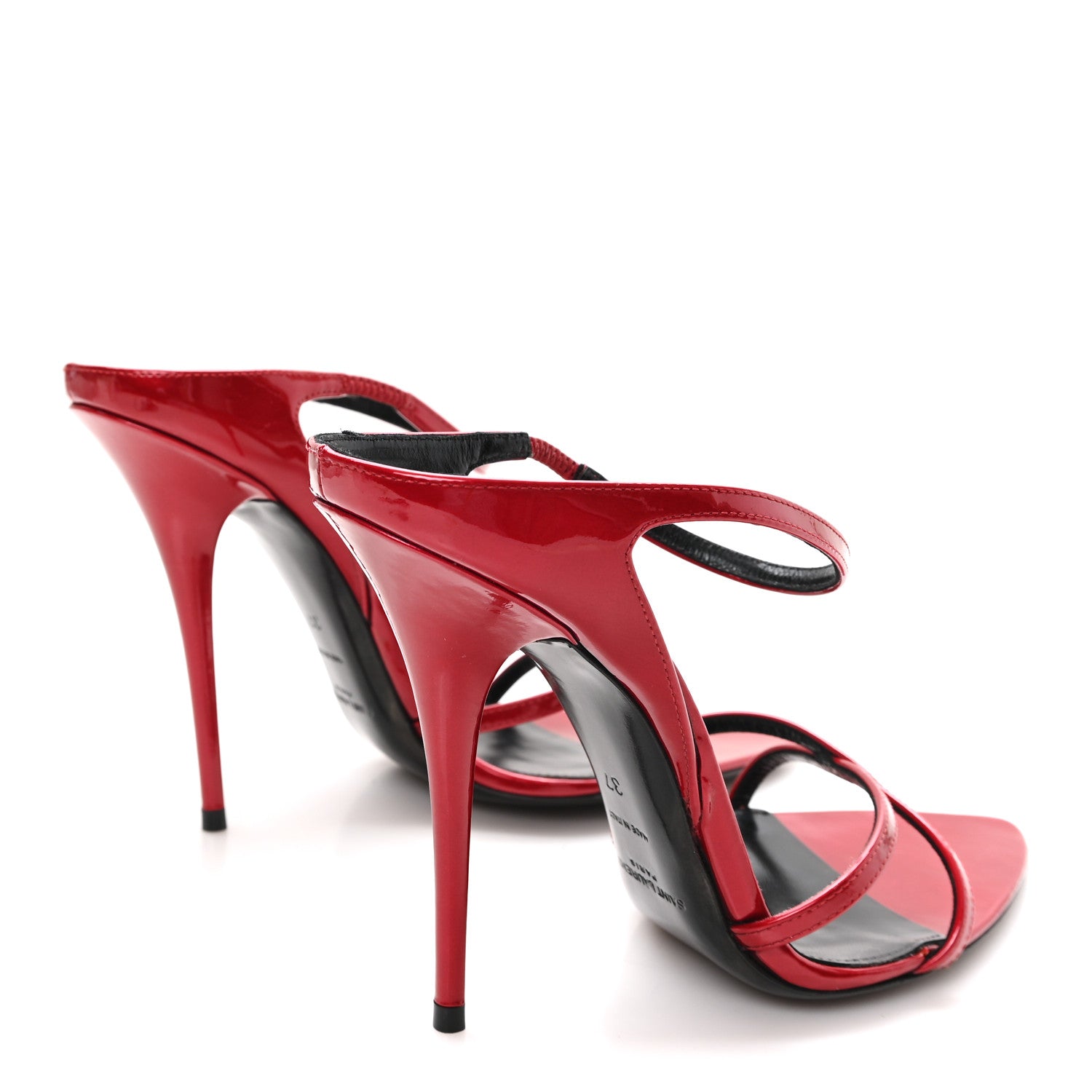 Saint Laurent Patent Gippy Crisscross Mule Sandals 37 Red 5 of 9