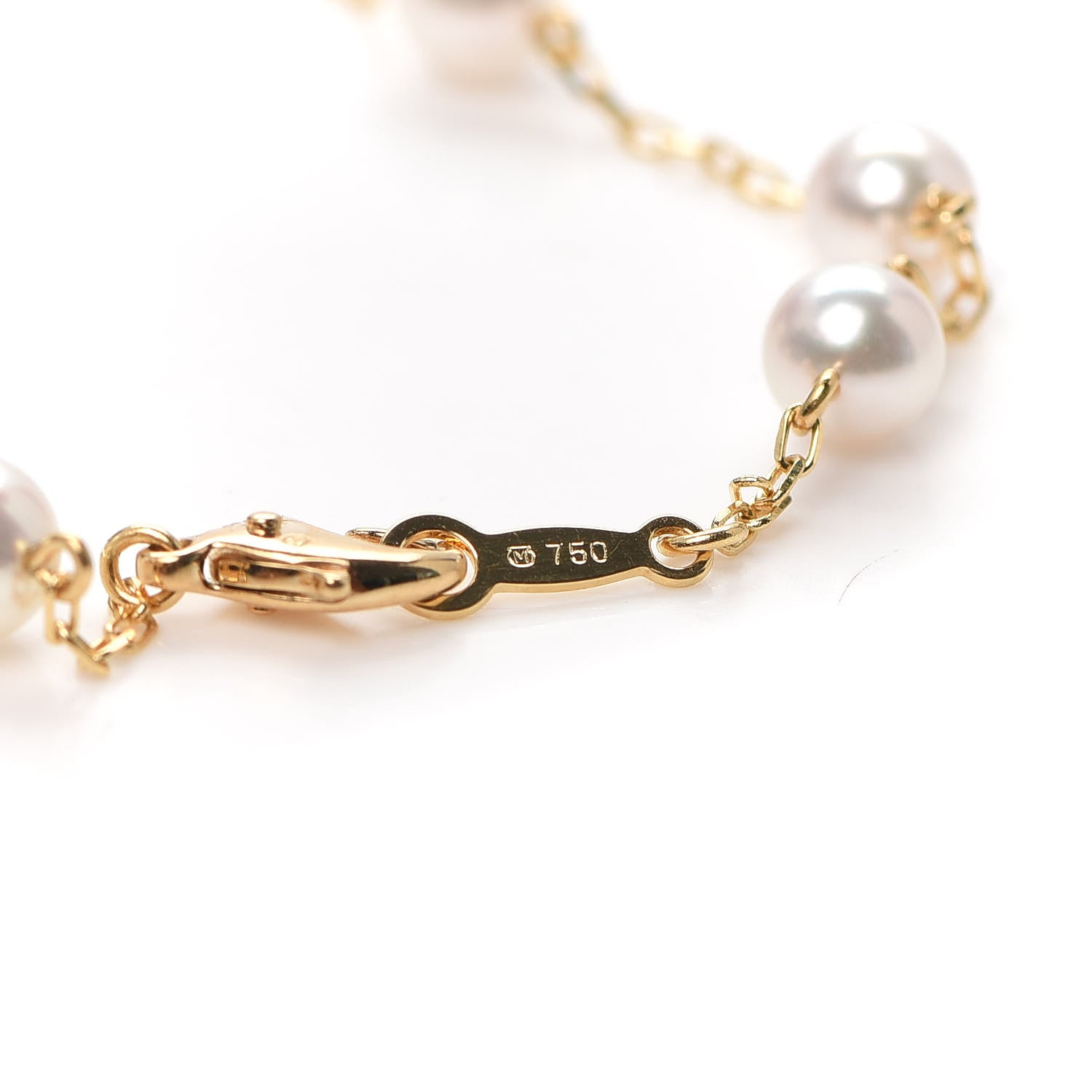 Mikimoto 18K Yellow Gold Akoya Pearl 5mm Station Bracelet 6 of 6