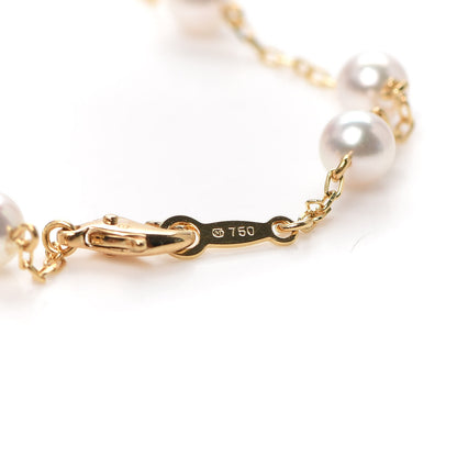 Mikimoto 18K Yellow Gold Akoya Pearl 5mm Station Bracelet 6 of 6