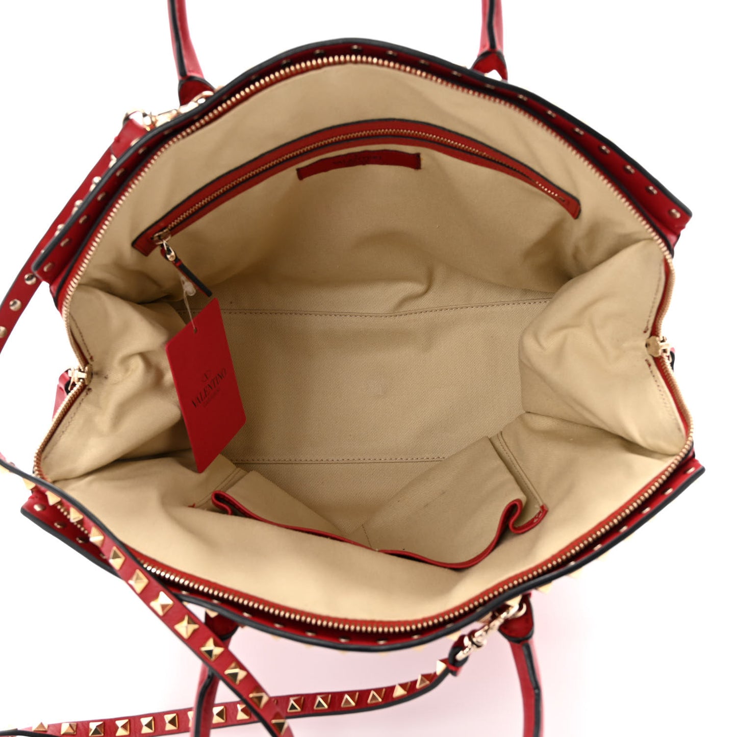 Vitello Rockstud Dome Shopper Rosso Valentino