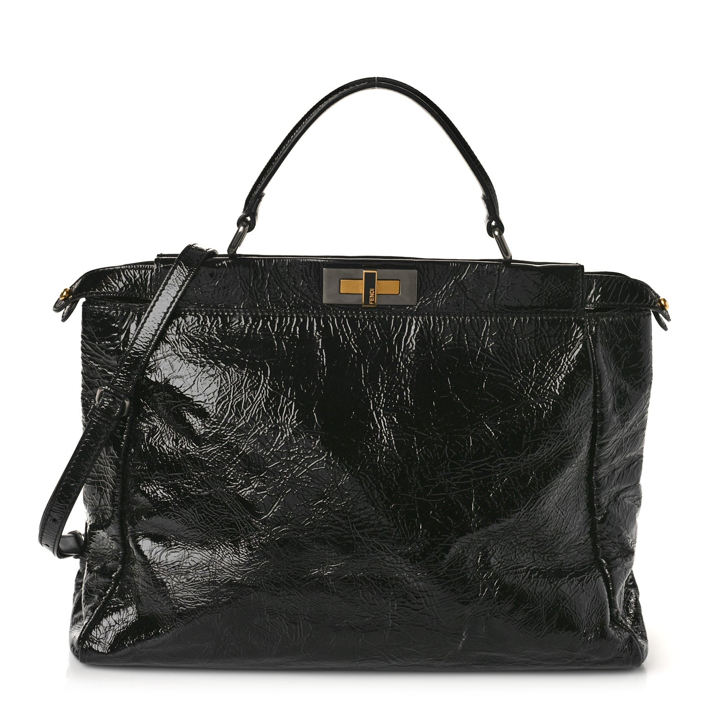 Patent Large Peekaboo Iconic Satchel Black