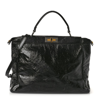Fendi Patent Large Peekaboo Iconic Satchel Black 1 of 9