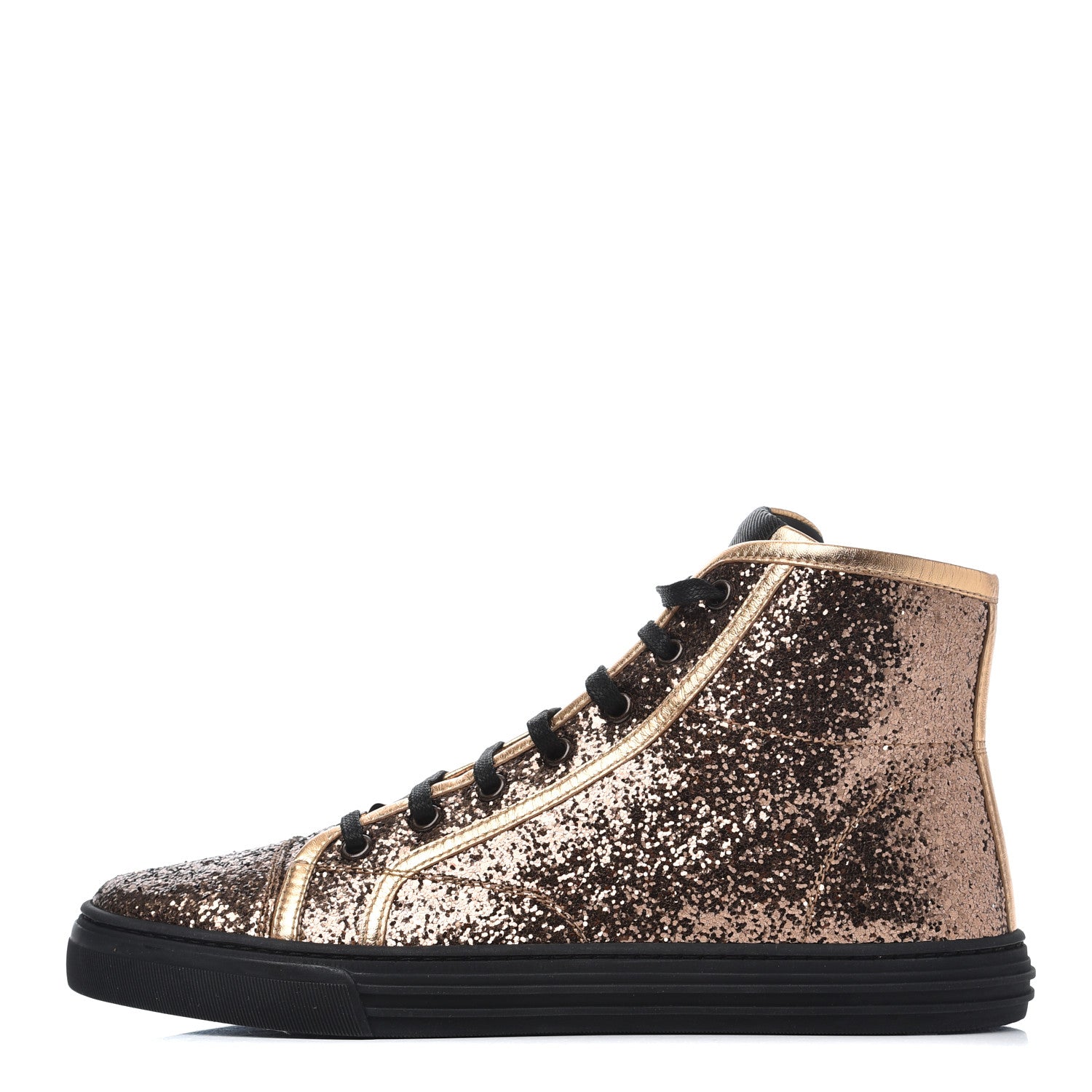Gucci Nappa Glitter Galactica High Top Sneakers 38.5 Copper 1 of 11