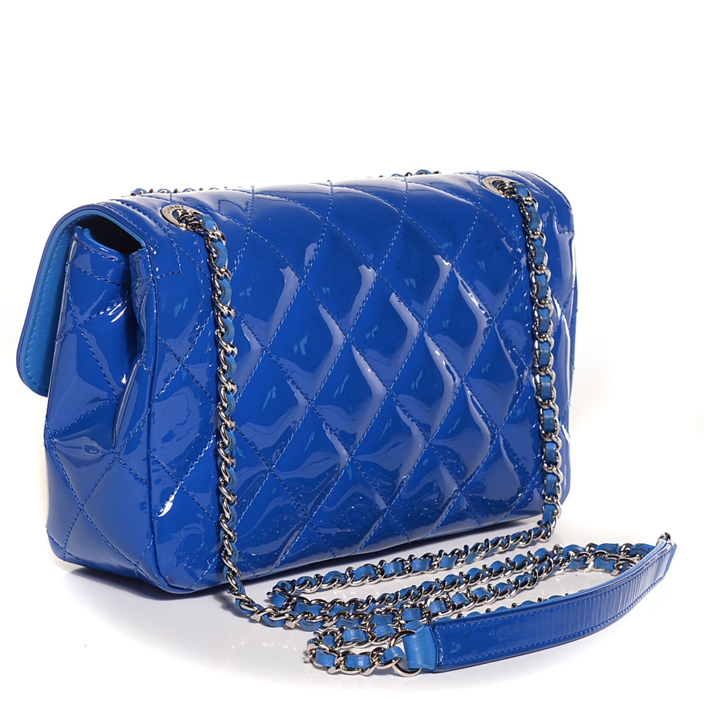Patent Quilted Small Coco Shine Flap Blue