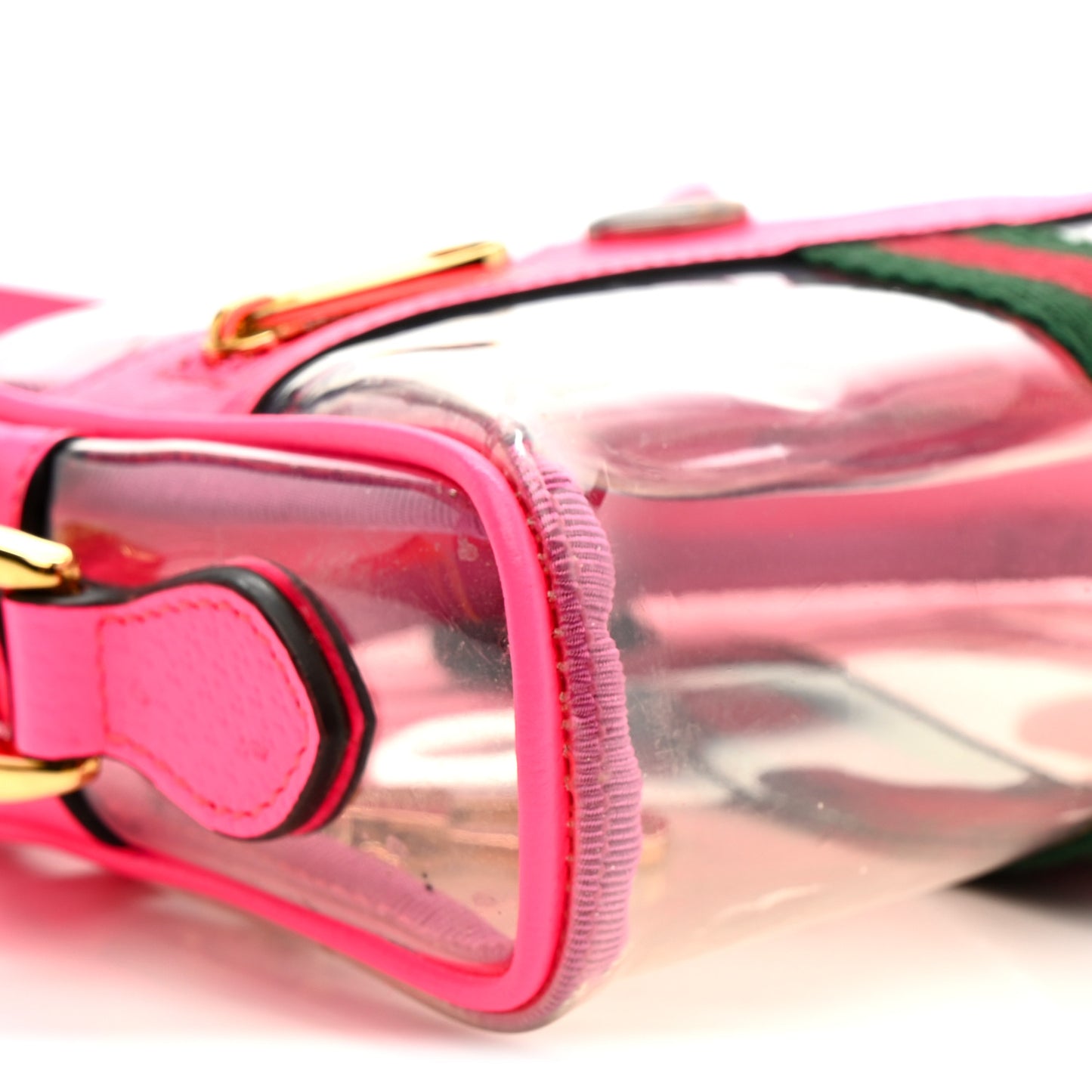 Vinyl Web Mini Ophidia Transparent Shoulder Bag Fluorescent Fuchsia