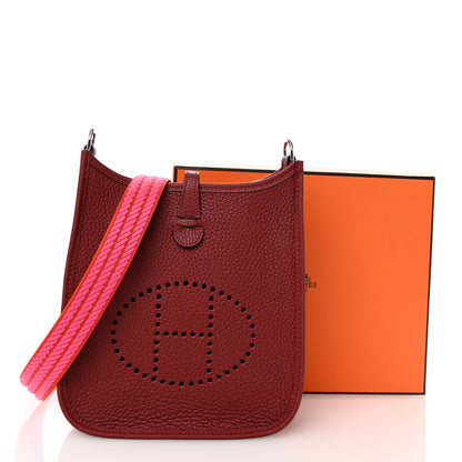 Hermes Taurillon Clemence Evelyne Sangle Cordage TPM Rouge H Orange Field Rose Tyrien 11 of 11