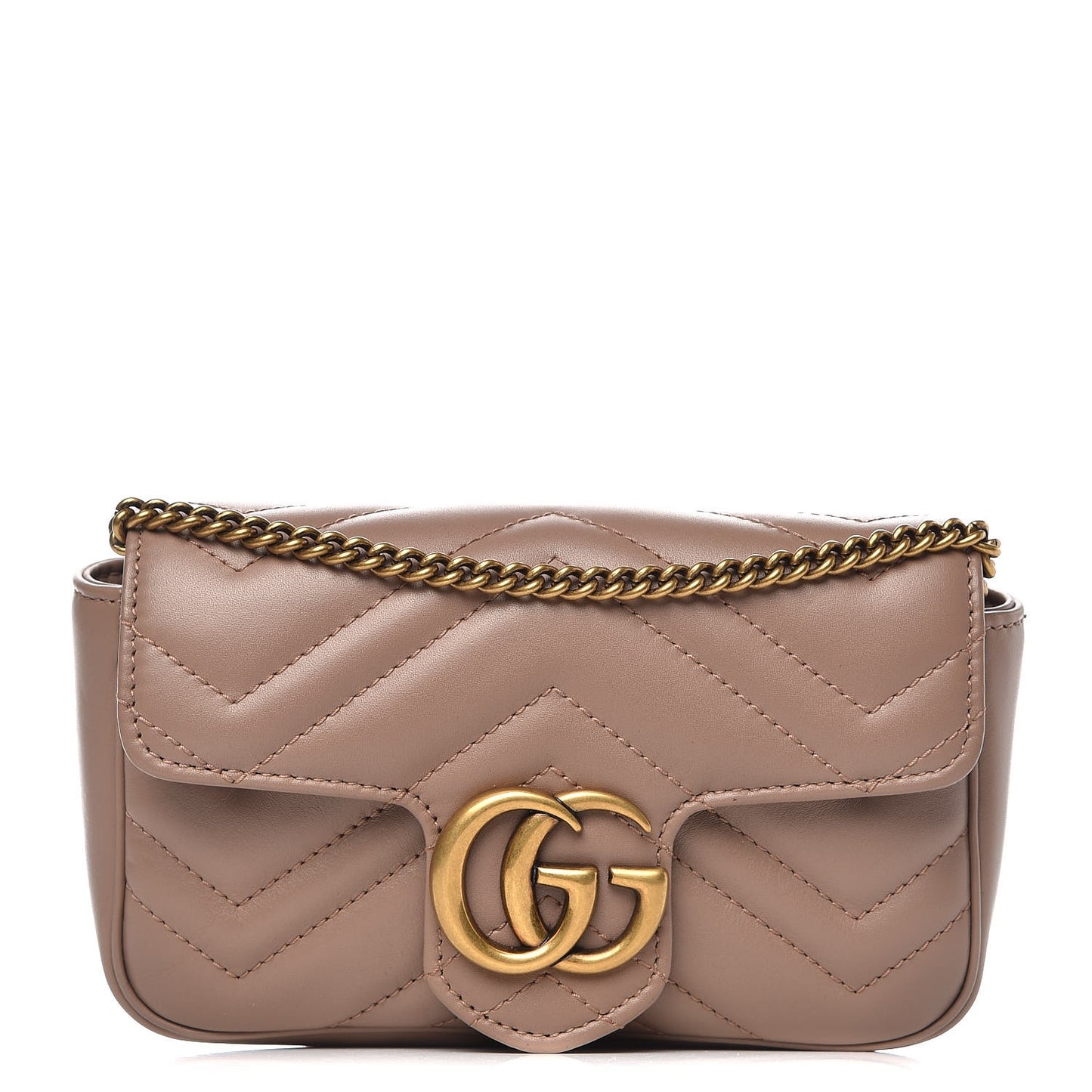 Calfskin Matelasse Super Mini GG Marmont Shoulder Bag Porcelain Rose