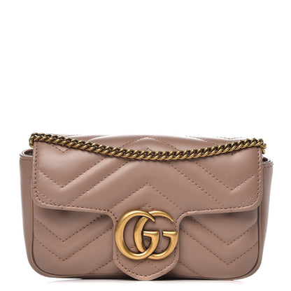 Gucci Calfskin Matelasse Super Mini GG Marmont Shoulder Bag Porcelain Rose 1 of 8