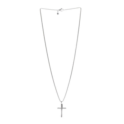 David Yurman Sterling Silver Diamond Pave 29mm Crossover Cross Necklace 3 of 7