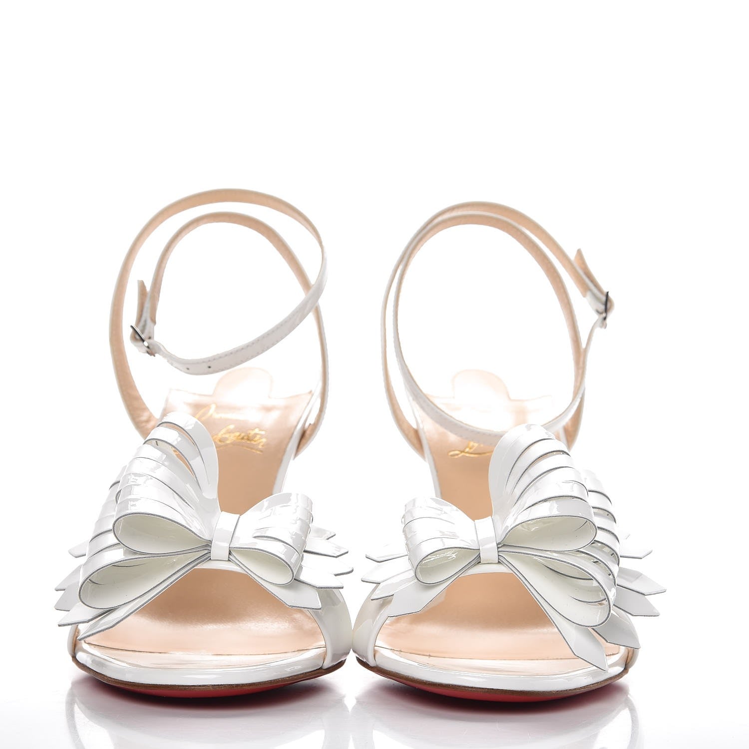 Christian Louboutin Patent Miss Valois 85 Bow Sandals 37.5 Latte 2 of 9