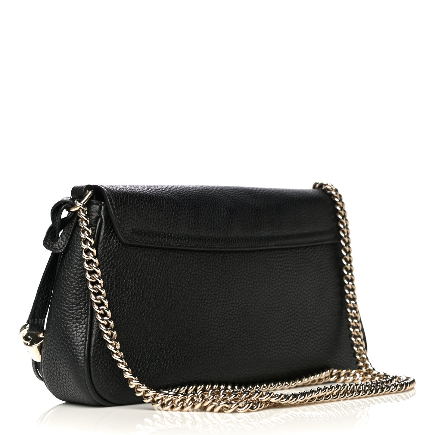 Pebbled Calfskin Medium Soho Flap Crossbody Black
