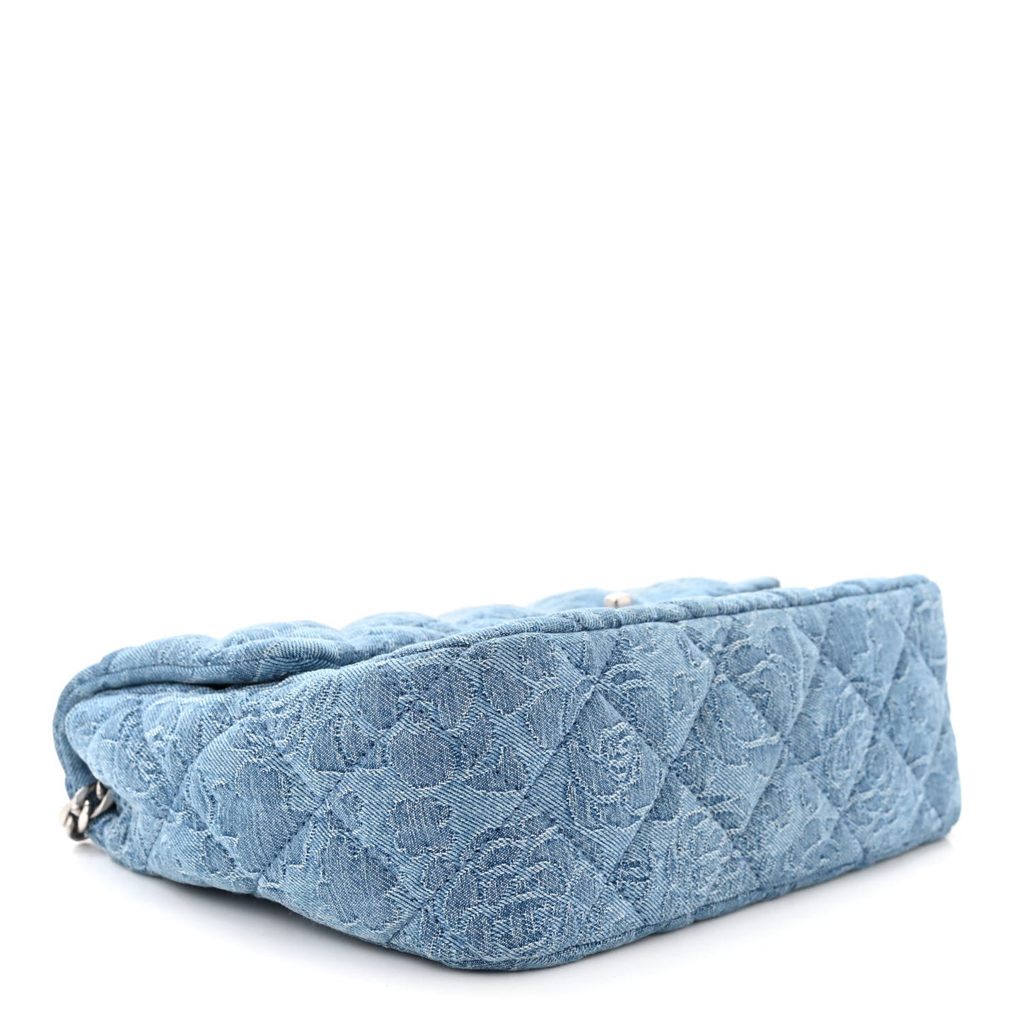 Denim Quilted Medium Camellia Sweetheart Flap Blue