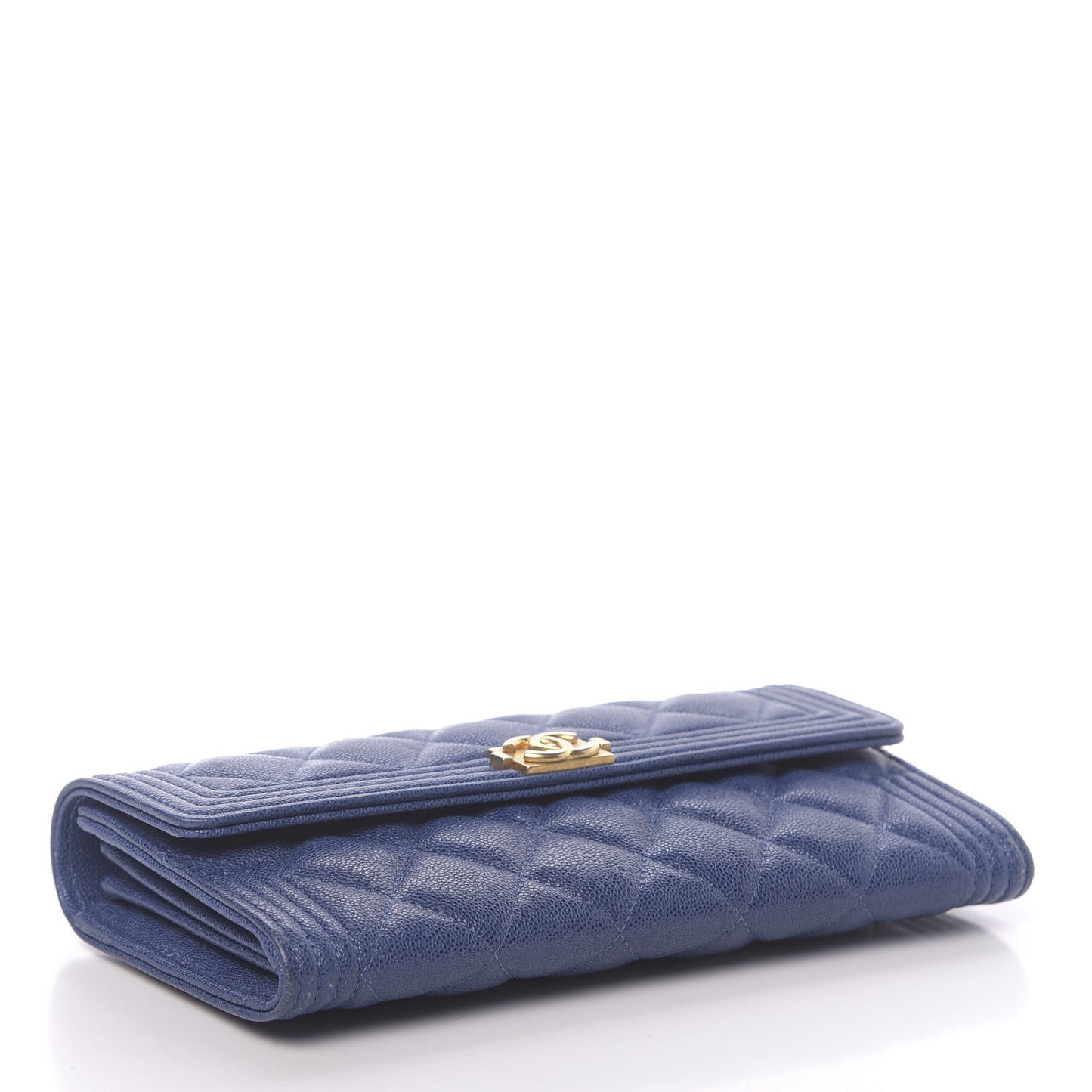 Caviar Quilted Boy Flap Wallet Blue