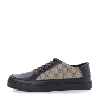 Gucci GG Supreme Monogram Mens Low Top Sneakers 8 Black Beige Ebony 1 of 11