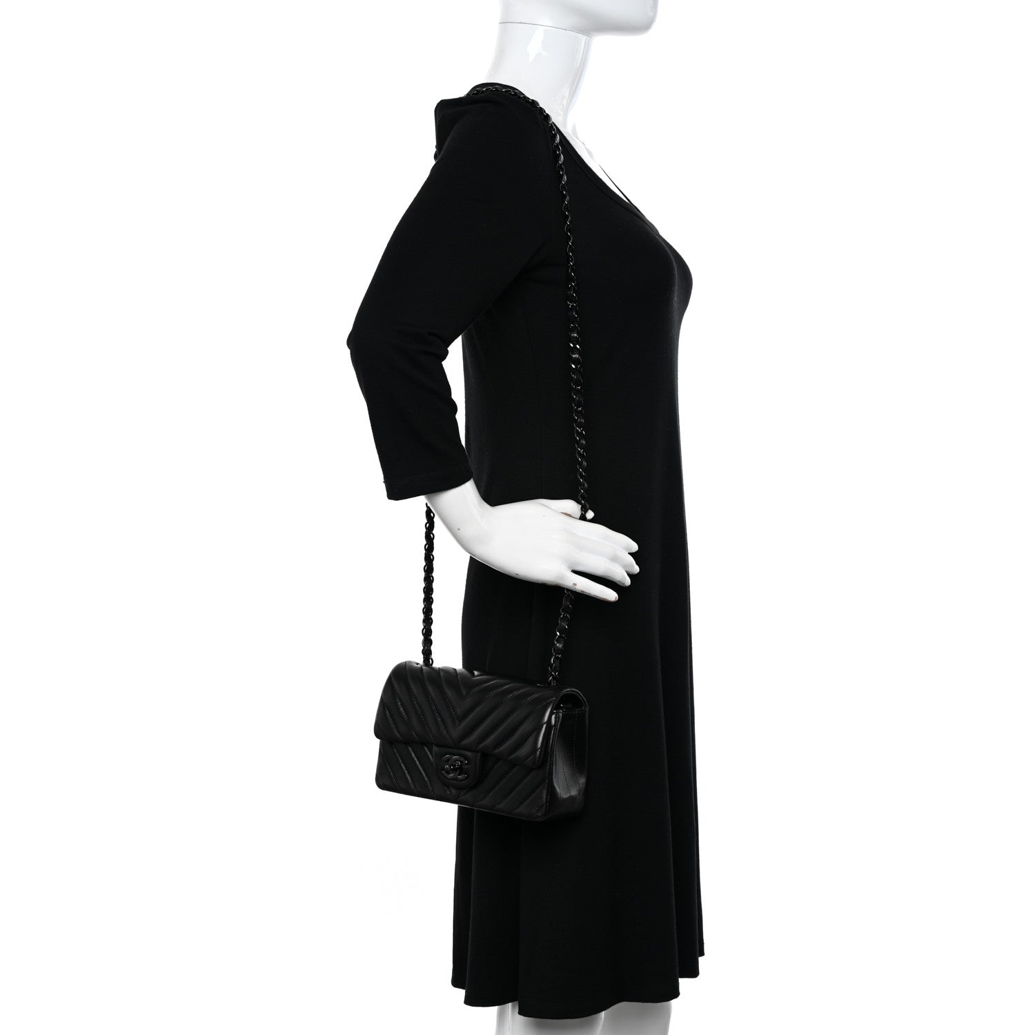 Chanel Lambskin Chevron Quilted Mini Rectangular Flap So Black 2 of 12