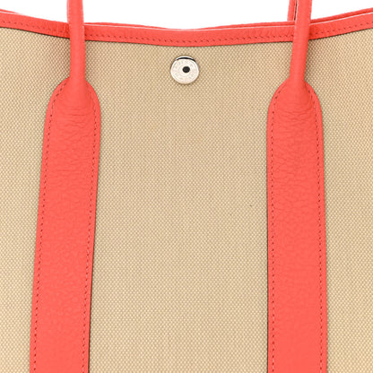 Hermes Toile Militaire Vache Country Garden Party 30 TPM Tote Beton Rose Texas 8 of 12