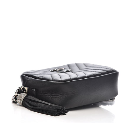Chanel Lambskin Diagonal Chevron Quilted Tassel Camera Case Black 4 of 12