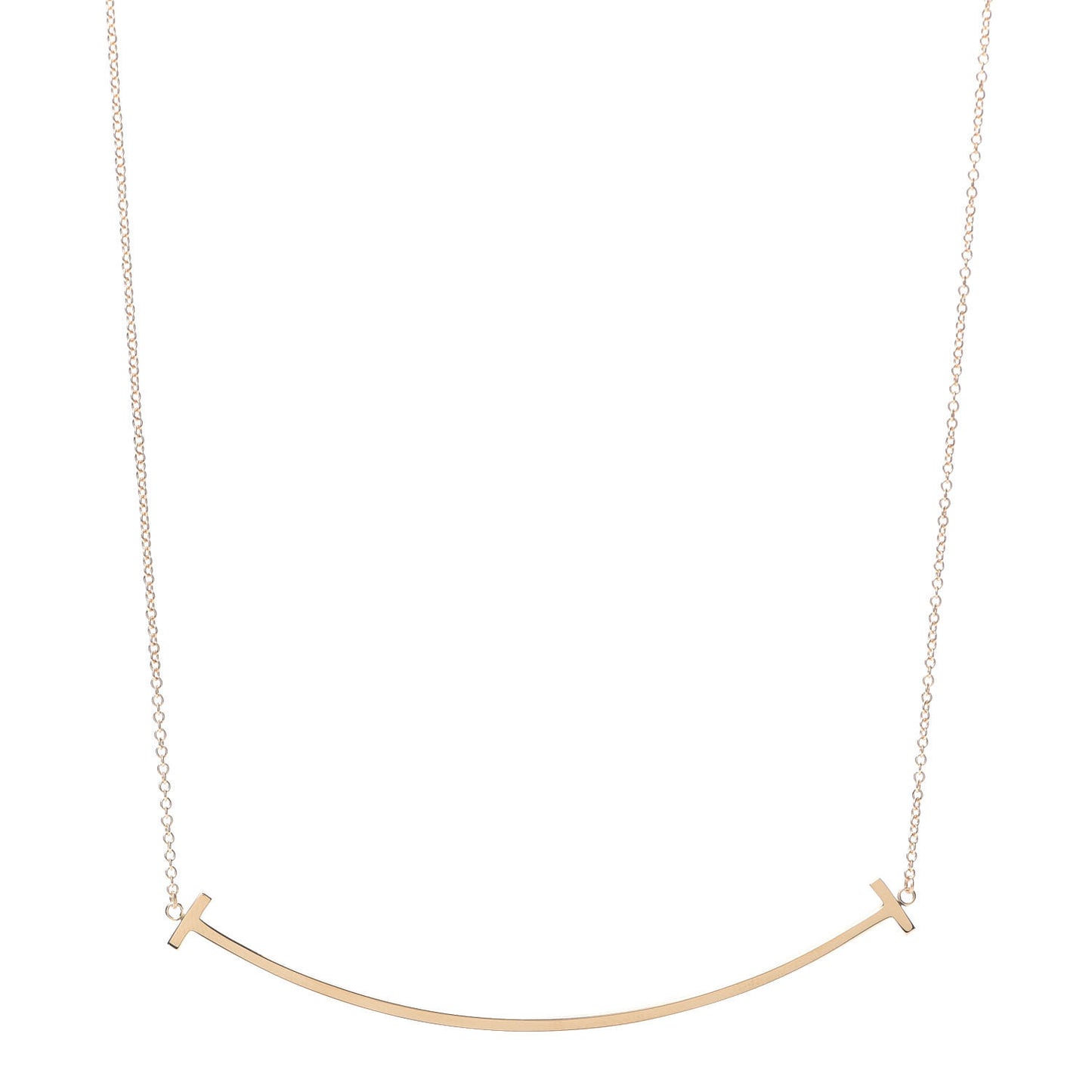 18K Rose Gold Large T Smile Pendant Necklace