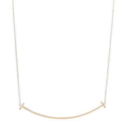 Tiffany 18K Rose Gold Large T Smile Pendant Necklace 1 of 6