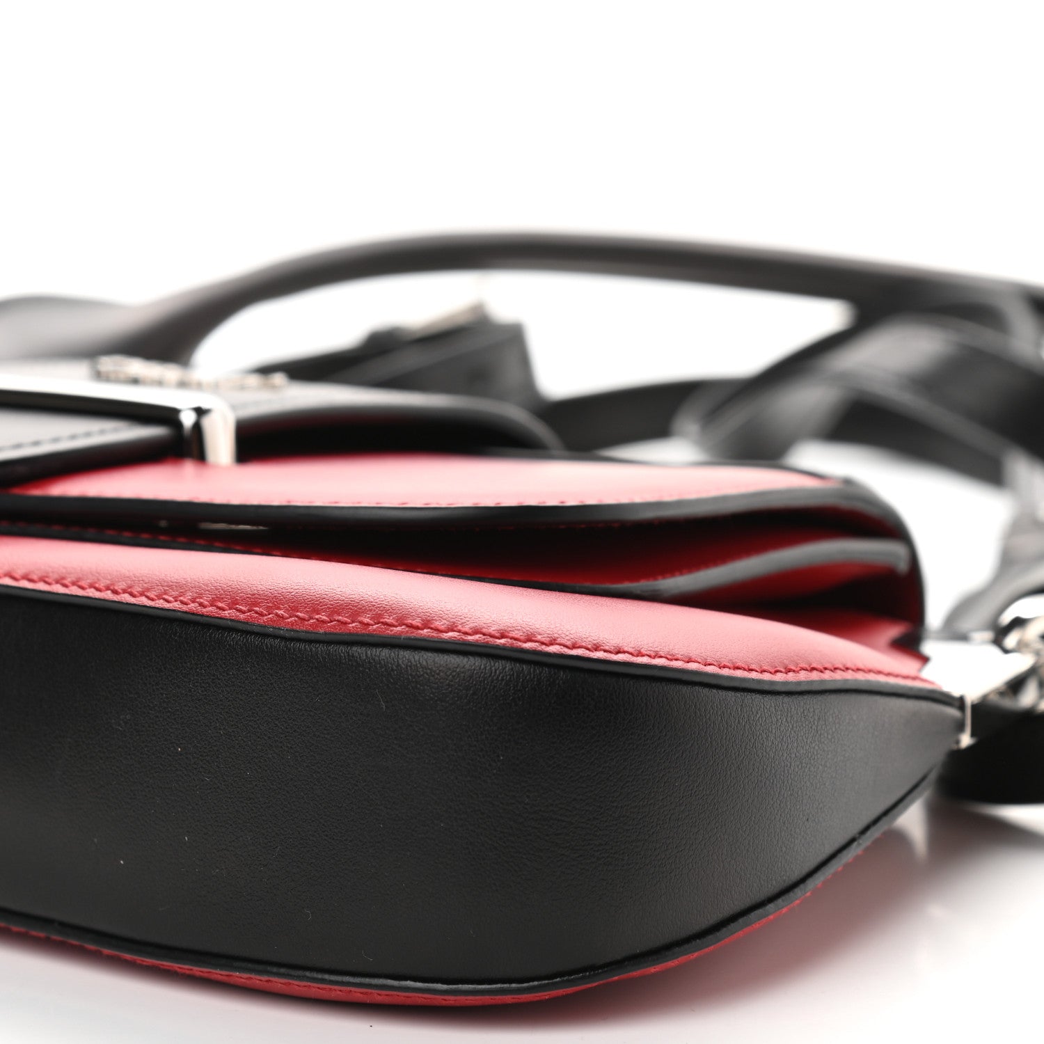 Prada City Calfskin Sidonie Shoulder Bag Rosso Black 8 of 10