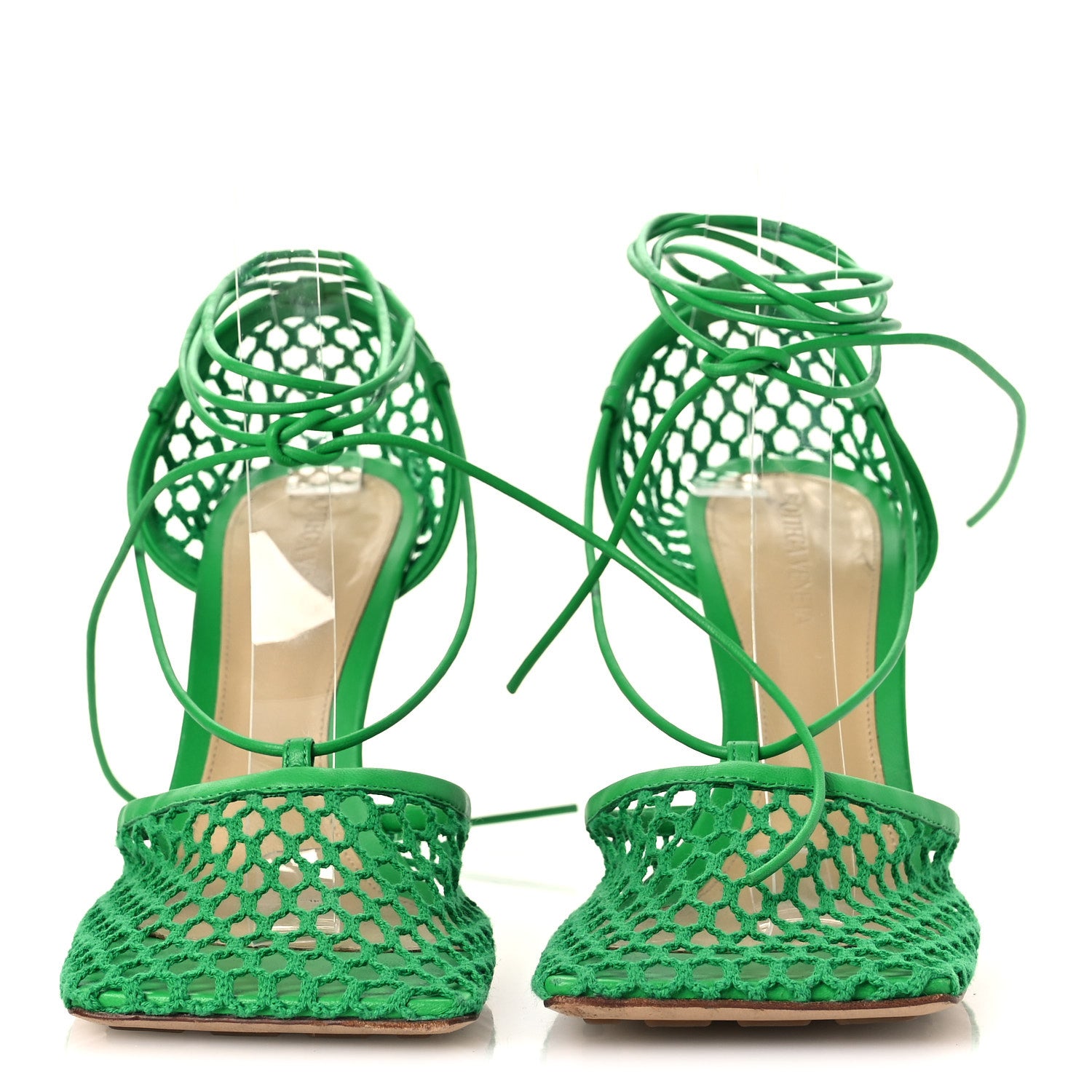 Bottega Veneta Mesh Nappa Stretch Ankle Tie 90mm Sandals 40 Grass 3 of 11