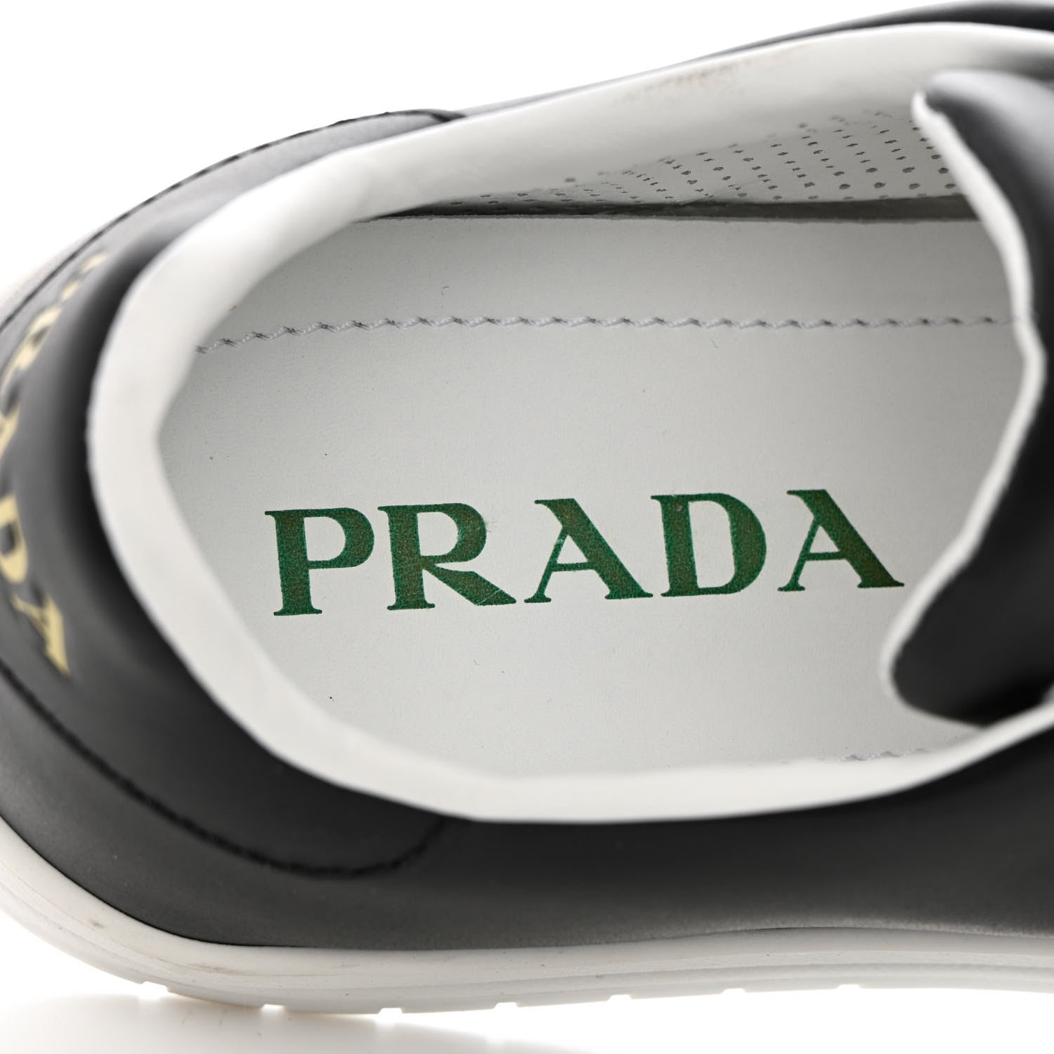 Prada Vitello Soft Metal Triangle Logo Womens Edge Low Top 30mm Sneakers 39 Black White 7 of 10