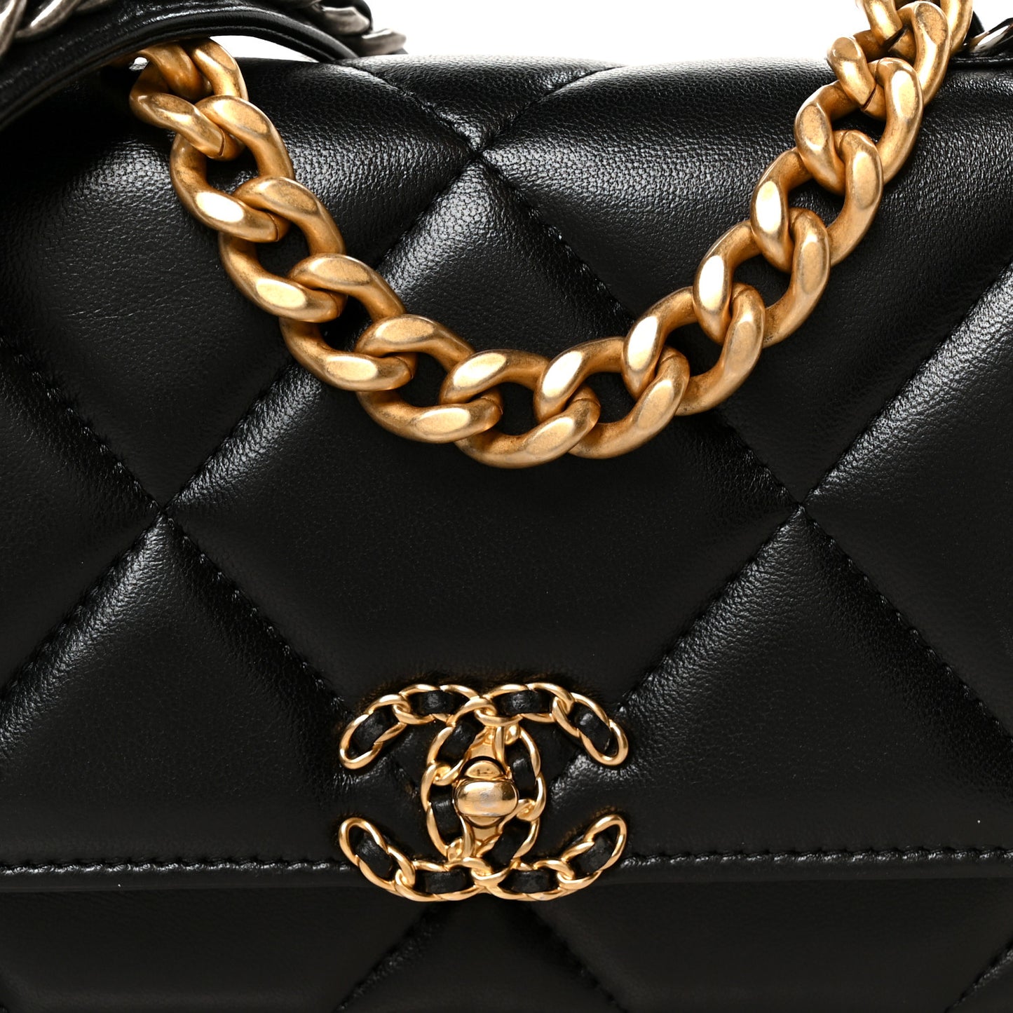 Lambskin Quilted Chanel 19 Wallet On Chain WOC Black