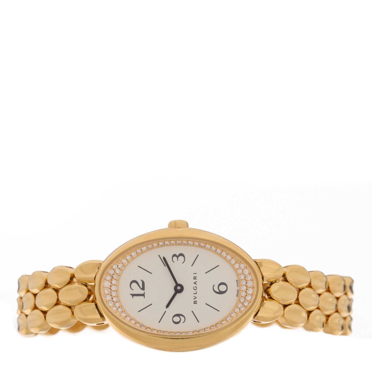Bulgari 18K Yellow Gold Diamond Bezel 27mm Ovale Quartz Watch 2 of 5
