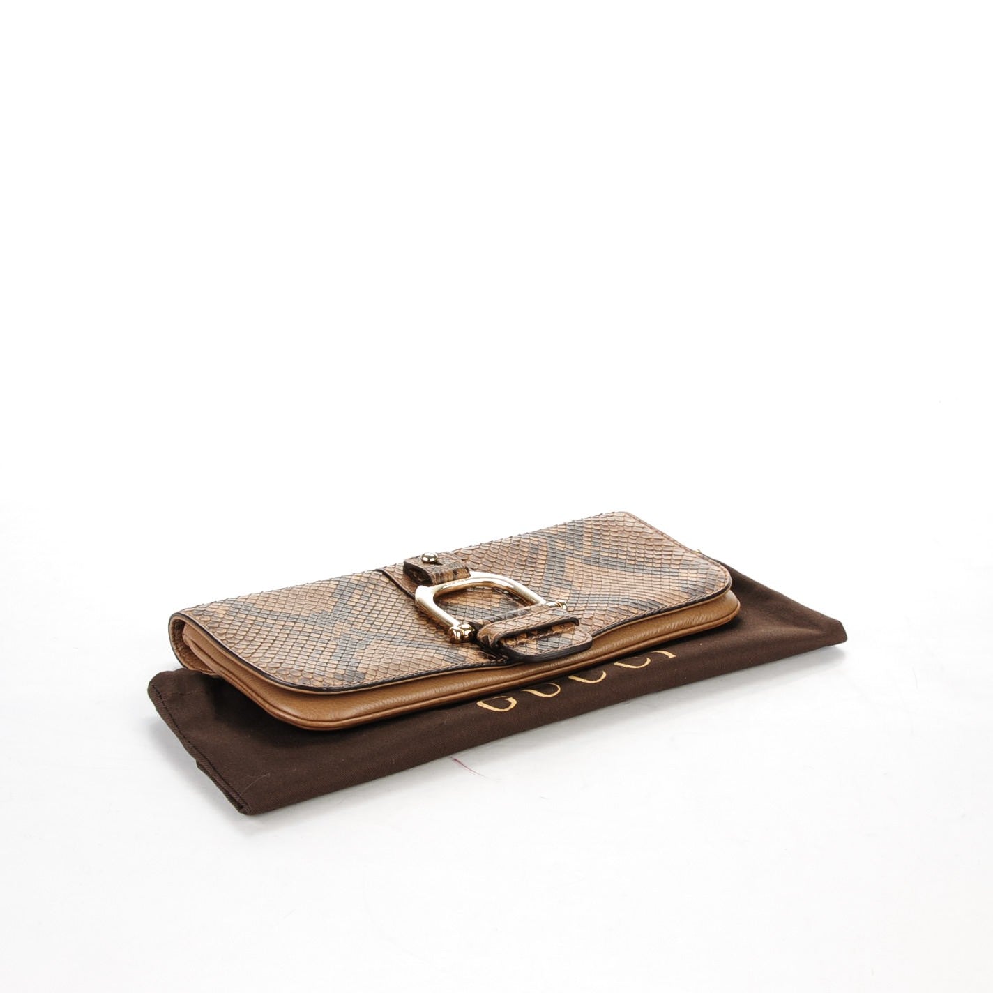 Gucci Python Deerskin Greenwich Clutch Brown 4 of 7
