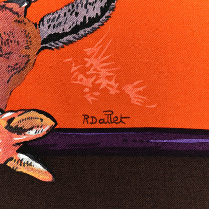 Hermes Cashmere Silk Tendresse Feline Shawl 140 5 of 6