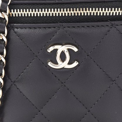 Chanel Lambskin Quilted Mini Vanity Case With Chain Black 11 of 12